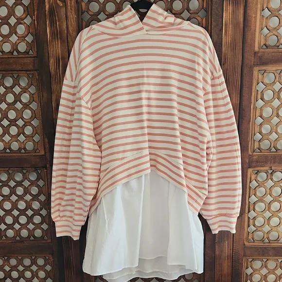 Anthropologie Pilcro Hooded Sweatshirt Twofer Mini Dress - S *NWOT* - Picture 2 of 5